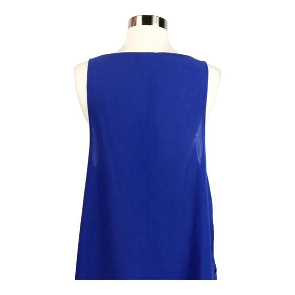 MILLAU Chiffon Blue Shift Swing Dress Sheer Layers Scoop Neck Sleeveless Medium - Picture 4 of 7